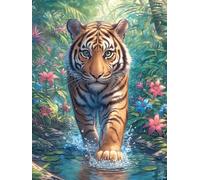 Tiger Cub Walking Through Water 300 Pcs Jigsaw Puzzles Scenery Science Fiction Puzzles for Adults Teens Fun Family Game Team Building Stress Reducing Autumn Durable Cardboard 300 PCS