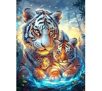 Tiger Cub with A Mother in A Magical Glow 500 Piece Jigsaw Puzzle Pack Scenery Science Fiction Teens Beginners Cognitive Development Puzzle Fans Group Play Anniversary Premium Cardboard 500 PCS