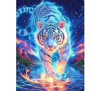Tiger Cub with Cosmic Eyes in A Fiery Vortex 500 Piece Pack Classic Jigsaw Puzzle Wildlife Plant Couple Puzzle Partners Ultra Difficult Wall Decor Easter New Year Paperboard Material 500 PCS