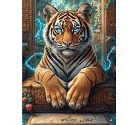 Tiger Cub with Lightning in A Magical Forest 500 Piece Jigsaw Puzzle for All Ages Science Fiction Magical Dream Jigsaw Neighborhood Get Together Family Game Whimsical Design for Any Event
