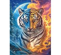 Tiger Cub with Rainbow Stripes 1000 Piece Jigsaw Puzzle for Adults Wildlife Pet Cute Jigsaw Weekend Parent Activity After Work Stress Relief Vibrant Artwork Home Wall 1000 PCS