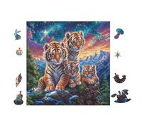 Tiger Cubs 100 Piece Complete Jigsaw Puzzle Set Teens Beginners Educational Challenge Puzzle Fans Group Play Anniversary Quality Material 28x28cm