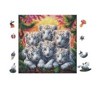 Tiger Cubs 100 Piece Jigsaw Puzzle Pack Teens Beginners Cognitive Development Puzzle Fans Group Play Anniversary Thick Cardboard 28x28cm