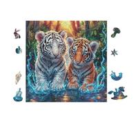 Tiger Cubs 100 Piece Jigsaw Puzzle Pack Teens Beginners Cognitive Development Puzzle Fans Group Play Anniversary Recycled Cardboard 28x28cm