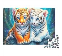 Tiger Cubs Fantasy 1000 Pieces Puzzles Colorful Tiger Cubs Forest Decoration Puzzle Decompression Jigsaw for Men And Women Challenging Puzzles Jigsaw Puzzles for Adults 70x50cm/1000pcs