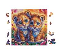 Tiger Cubs Flower Garden 100 Piece Jigsaw Puzzle Pack Teens Beginners Cognitive Development Puzzle Fans Group Play High-grade Rigid Cardboard 28x28cm