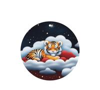 Tiger Cubs In The Clouds Pattern Car Air Fresheners 4 Pcs Round Shape Hanging Aromatherapy Tablets Scented Fresheners For Bedroom Bathroom
