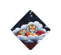 Tiger Cubs In The Clouds Pattern Car Air Fresheners 4 Pcs Square Hanging Aromatherapy Tablets Scented Fresheners For Bedroom Bathroom