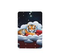 Tiger Cubs In The Clouds Pattern Car Air Fresheners 6 Pcs Rectangle Hanging Aromatherapy Tablets Scented Fresheners For Bedroom Bathroom
