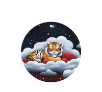 Tiger Cubs In The Clouds Pattern Car Air Fresheners 6 Pcs Round Shape Hanging Aromatherapy Tablets Scented Fresheners For Bedroom Bathroom