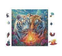 Tiger Cubs with Fire 100 Piece Jigsaw Puzzle Pack Teens Beginners Cognitive Development Puzzle Fans Group Play Anniversary Thick Cardboard 28x28cm