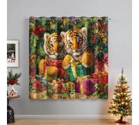 Tiger Curtains for Bedroom, Gift Box Cute Animals Blackout Curtains for Living Room, 84 Drop Eyelet Window Treatments Home Decor 52 X 84 Inch (W X L), 2 Panels X&-75