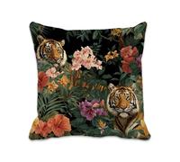 Tiger Cushion Covers 30cm x 30cm Flower Cushions Double Sided Pattern Throw Pillow Covers with Invisible Zipper, Linen Decorative Pillowcases for Garden Home Sofa Bed, Set of 1 （11.8x11.8 in）2B-737