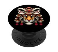 Tiger Dancing Happy Chinese New Year 2026 Lion Dance PopSockets Adhesive PopGrip