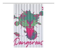 Tiger - Danger - T-shirtOpaque Polyester Shower Curtain, Water-Resistant, Heat-Resistant, 12 C-Shaped Hooks & Stainless Grommets - Shower Curtains, Shower Curtains for Bathroom, Bathroom Shower Curtai