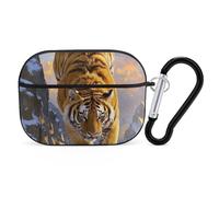 Tiger Descending The Mountain AirPod Pro Case, Anti Scratch Hard PC Cover with Keychain, AirPod Pro 2nd/1st Case Accessories for Women Men, Black-Style