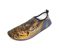 Tiger Descending The Mountain Water Shoes for Men Women, Lightweight Stretch Swim Shoes with Anti-Slip Rubber Sole, Quick-Dry Aqua Socks for Pool, Beach, Surfing, Style, 14 Women/14 Men