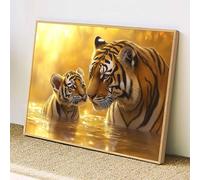 Tiger Diamond Art 5D Animal Diamond Painting for Adults Full Square Drill, Crystal Rhinestone Embroidery Kit, DIY Paint by Numbers Cross Stitch Gem Art, Home Wall Decor Gifts 50x60cm(20x24"),z@2163