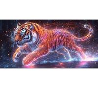 Tiger Diamond Art Dreamy Diamond Painting Kits for Adults Beginner 5D DIY Full Round Drill Cross Stitch Kits for Adults Arts and Crafts for Bedroom Decor, Home Decor, Gifts 100 * 300CM -bby2603B2