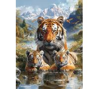 Tiger Diamond Art Kits Adults, 5D Diamond Painting Animal, DIY Full Drill Cross Stitch Embroidery Crystal Art Kits, Crafts for Adults, Paintings for Home Wall Decor, Gifts for Women 12x16 inch P-2024