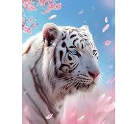 Tiger Diamond Art Kits Adults, 5D Diamond Painting Cherry Blossoms Pattern Design, DIY Full Square Drill Dimond Painting, Crystal Art Kits for Adults Beginner for Home Wall Decor 10x14 Inch -yxy250636