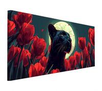 Tiger Diamond Art Kits Adults, 5D Diamond Painting Flower 2025 Design New, Square Full Drill Crystal Art Kit, DIY Cross Stitch Crafts Embroidery Pictures for Home Living Wall Room Decor 140x60cm Q-56