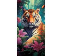Tiger Diamond Art Kits Adults, DIY 5D Large Diamond Painting Jungle Full Square Drill Crystal Art Kits 23.6x47.2 Inch, Embroidery Cross Stitch Canvas Painting by Numbers for Home Wall Decor (SQ821)