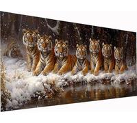 Tiger Diamond Art Kits Adults, Large 36x18 Inch 5D Diamond Painting for Beginners Animal, DIY Full Drill Cross Stitch Embroidery Crystal Art, Crafts and Painting for Home Wall Decor Gifts 2-8905