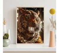 Tiger Diamond Art Kits for Adults Animal Diamond Painting Kits for Adults Kids, DIY Full Drill Round Sequin Art, Dimond Painting Crystal Craft for Home Wall Decor Gifts 28x38 inch PjY5758 2-5