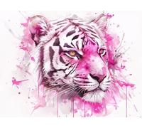 Tiger Diamond Art Painting, Paint by Numbers for Adults Pink, 5D Diamond Painting with Round Drill, Crystal Arts and Cafts for Adults, Small Dimond Art 16x20inch Canvas for Home Wall Decor,Model619