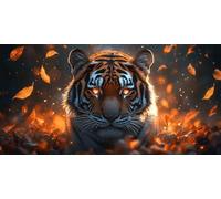Tiger Diamond Art, Pattern Fallsen Leaves Diamond Painting Kits for Adults 5D DIY Full Round Drill Gem Crystal Art Kits Crafts for Adults Beginner for Home Decor, Gifts 50X80 Inch -bby2603H1