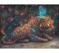 Tiger Diamond Painting Abstract Diamond Art Kits Aldult, DIY Full Drill Crystal Art Painting by Number for Beginners, 5D Embroidery Arts Crafts Pictures for Office Room Home Wall Decor 20x28in h-760
