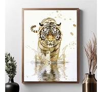 Tiger Diamond Painting Kits for Adults, Diamond Art Animal Pattern with Full Kit Accessories, 5D Round Full Drill Gem Art Paintings for Adults Beginners, Home Wall Decor, Gifts 50x70cm JPF S-M