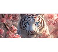 Tiger Diamond Painting Kits for Adults, Pattern Cherry Blossoms Diamond Art 5D DIY Full Round Drill Gem Crystal Art Kits Crafts for Adults for Home Room Decor, Bedroom Decor 50x120inch -yym2603NU