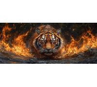 Tiger Diamond Pinting Flame Diamond Art Kits Adults, Crystal Gem Art 5D DIY Round Full Drill Crystal Rhinestone Embroidery Cross Stitch Hobbies for Adults Women, Home Decor, Gifts 30*60CM -hjw26042U