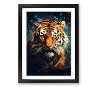 Tiger Digital Framed Print | A2 Black Framed Wall Art | Ready to Hang | Modern Animal Picture | Living Room Bedroom Lounge Office