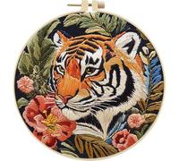 Tiger DIY Embroidery Kit with Embroidery Hoop 30x30cm, Cross Stitch Kits for Adults, Embroider Kit Adult Beginner, Stitches Kit for Christmas & Mothers Day Gifts