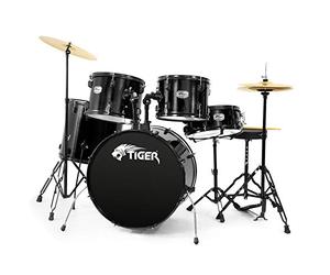 Tiger DKT28-BK Full Size Acoustic Drum 22" Bass Drum Kit - Black
