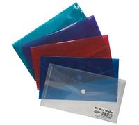 Tiger DL envelope size press stud closure wallet files in assorted colours - pack of 5