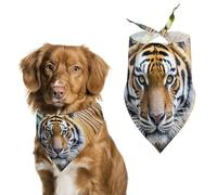Tiger Dog Bandanas for Feeding Grooming, Triangle Pet Bibs for Cats & Dogs Washable Fashion Pets Scarf for Party Travel 27.6 X 11.8 Inch