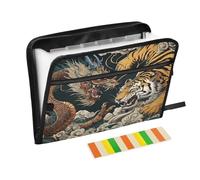 Tiger Dragon Expanding File Folder A4,13 Pockets File Organiser, Paperwork A4 Plastic Wallet Document Storage Expander for School,Office and Home