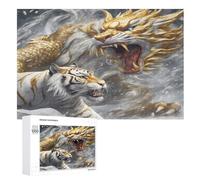 Tiger Dragon Wooden Jigsaw Puzzles 1000 Piece Puzzle For Adults. Challenging To Complete But Fun And Humorous Jigsaws （75×50cm）