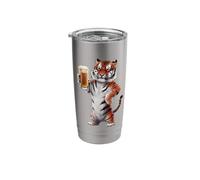 Tiger Drinking Beer Realistic Stainless Steel Insulated Tumbler