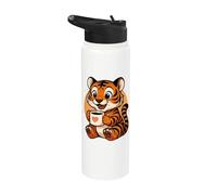 Tiger Drinking Coffee Graphic Tiger Kawaii Anime Stainless Steel Insulated Water Bottle