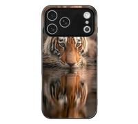 Tiger Drinking Water Phone Case Compatible with iPhone 17 Pro Max | Suitable for 17 Series Glass Back Stylish Printing Protective Shell