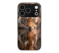 Tiger Drinking Water Phone Case Compatible with iPhone 17 Pro | Suitable for 17 Series Glass Back Stylish Printing Protective Shell