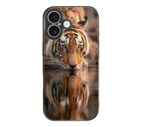Tiger Drinking Water Phone Case Compatible with iPhone 18 | Suitable for 18 Series Glass Back Stylish Protective Shell