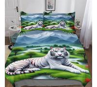 Tiger Duvet Cover 3D Print Bedding Comforter Cover for Teens Boys And Girls Soft Brushed Microfiber Poly Cotton Quilt Cover 3-Piece with Pillowcase Single (135x200cm)