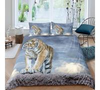 Tiger Duvet Cover King Size Sets Birds Of Prey Bedding Set 3D Print Quilt Cover 230x220 cm Soft Microfiber Lightweight with Zipper Closure and 2 Pillowcases d-1469