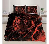 Tiger Duvet Cover Scarlet Tiger Bedding Set Wild Animal Comforter Cover for Kids Zipper Bedspread Cover King With 2 Pillow Case